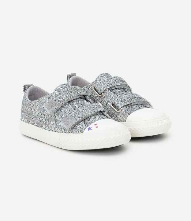 Tênis Infantil com Glitter e Velcro -Tam 19 a 27