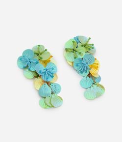 Maxi Brinco em Plástico com Flores de Escamas de Peixe