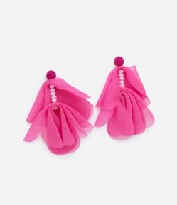 Maxi Brinco Liso com Base de Miçangas Pétalas de Tecido