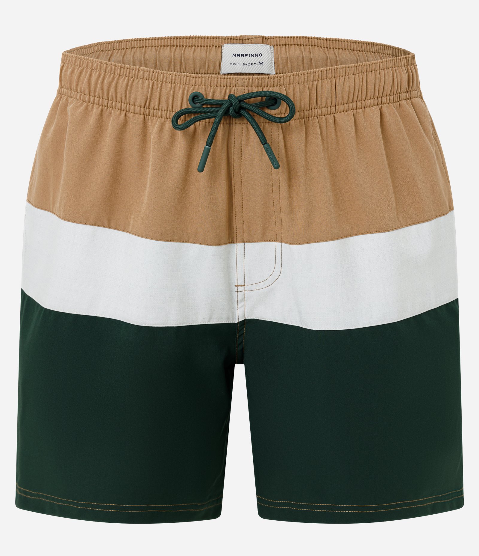 Bermuda em Microfibra com Cós Elástico Bloco de Cores e Textura Bege/Branco/Verde 5