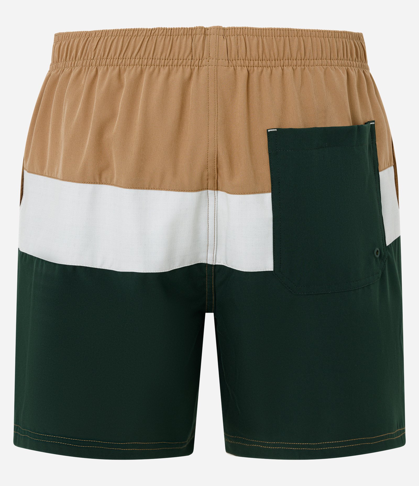 Bermuda em Microfibra com Cós Elástico Bloco de Cores e Textura Bege/Branco/Verde 6