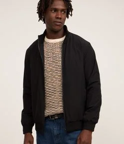 Jaqueta Bomber com Gola Alta