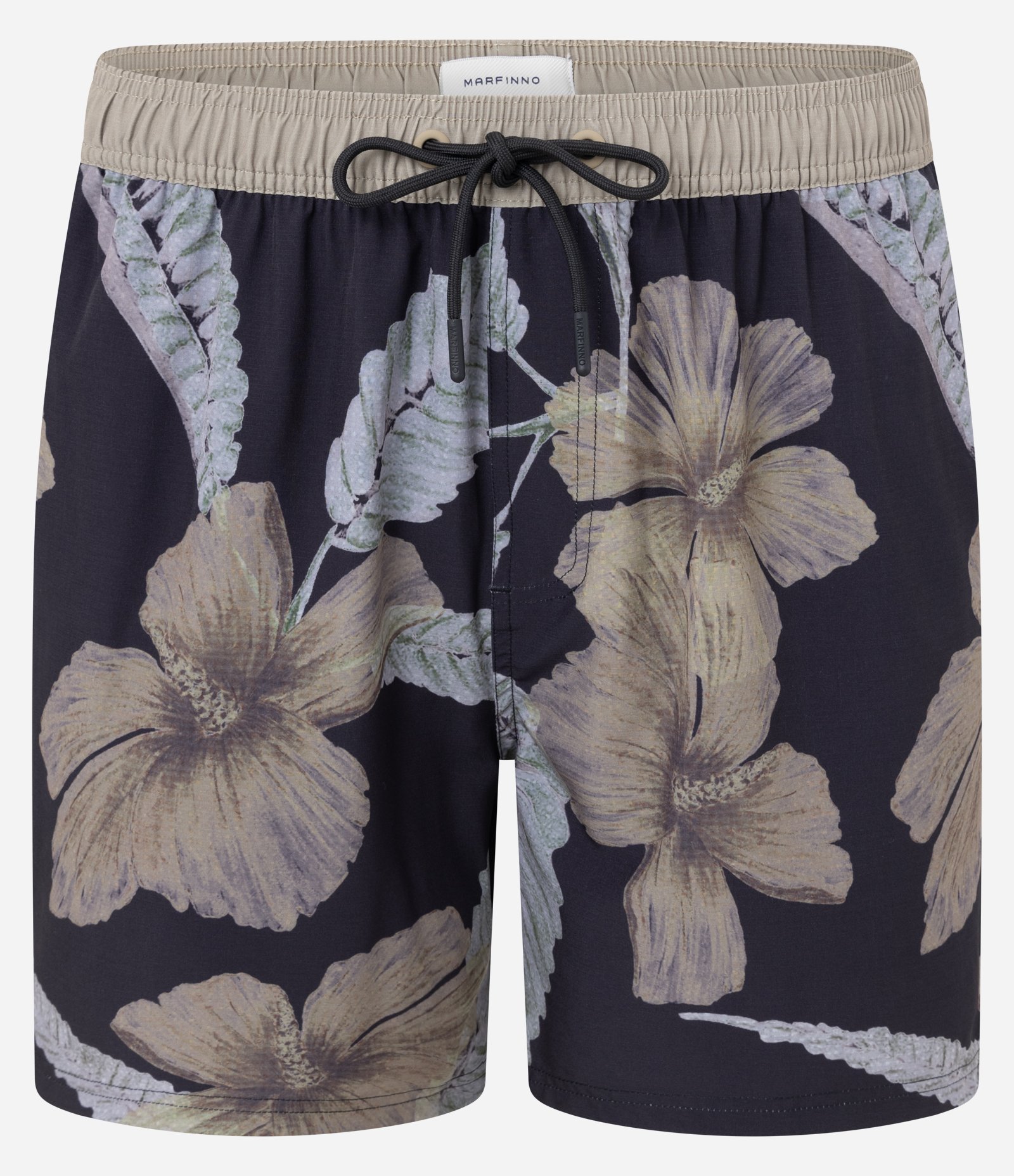 Bermuda em Microfibra com Cós Elástico e Estampa Floral Preto/Marrom/Cinza 6