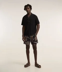Bermuda em Ripstop com Cós Elástico e Estampa Floral