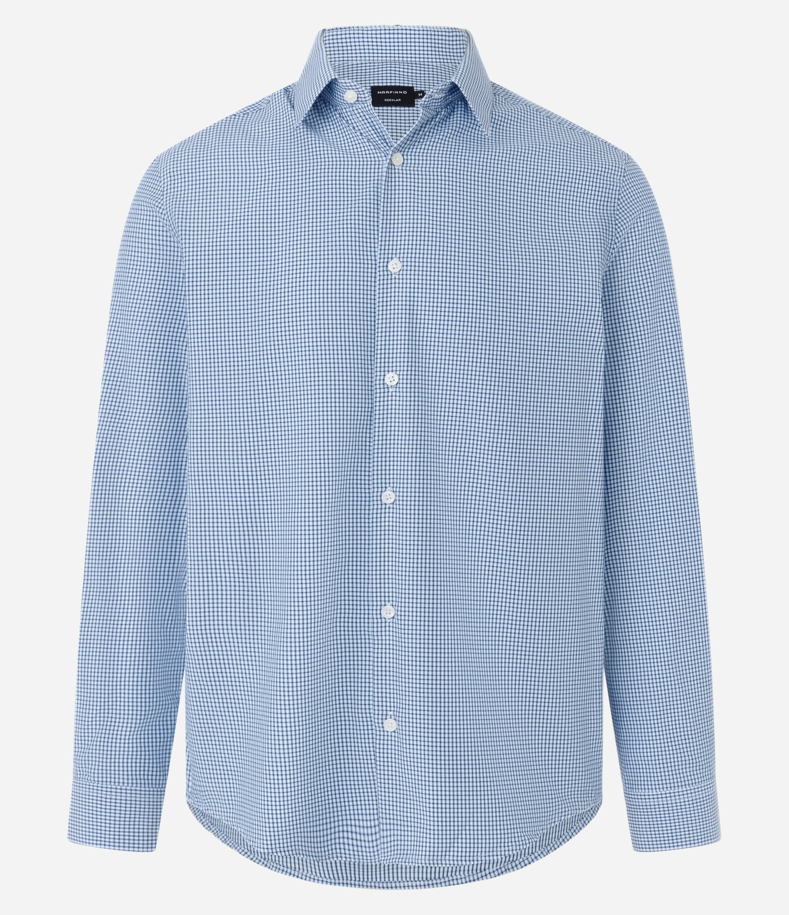 Camisa Regular em Tricoline com Estampa Fio Tinto Azul 6