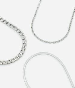 Colar Camadas em Metal Corrente Retangular com Fita Italiana