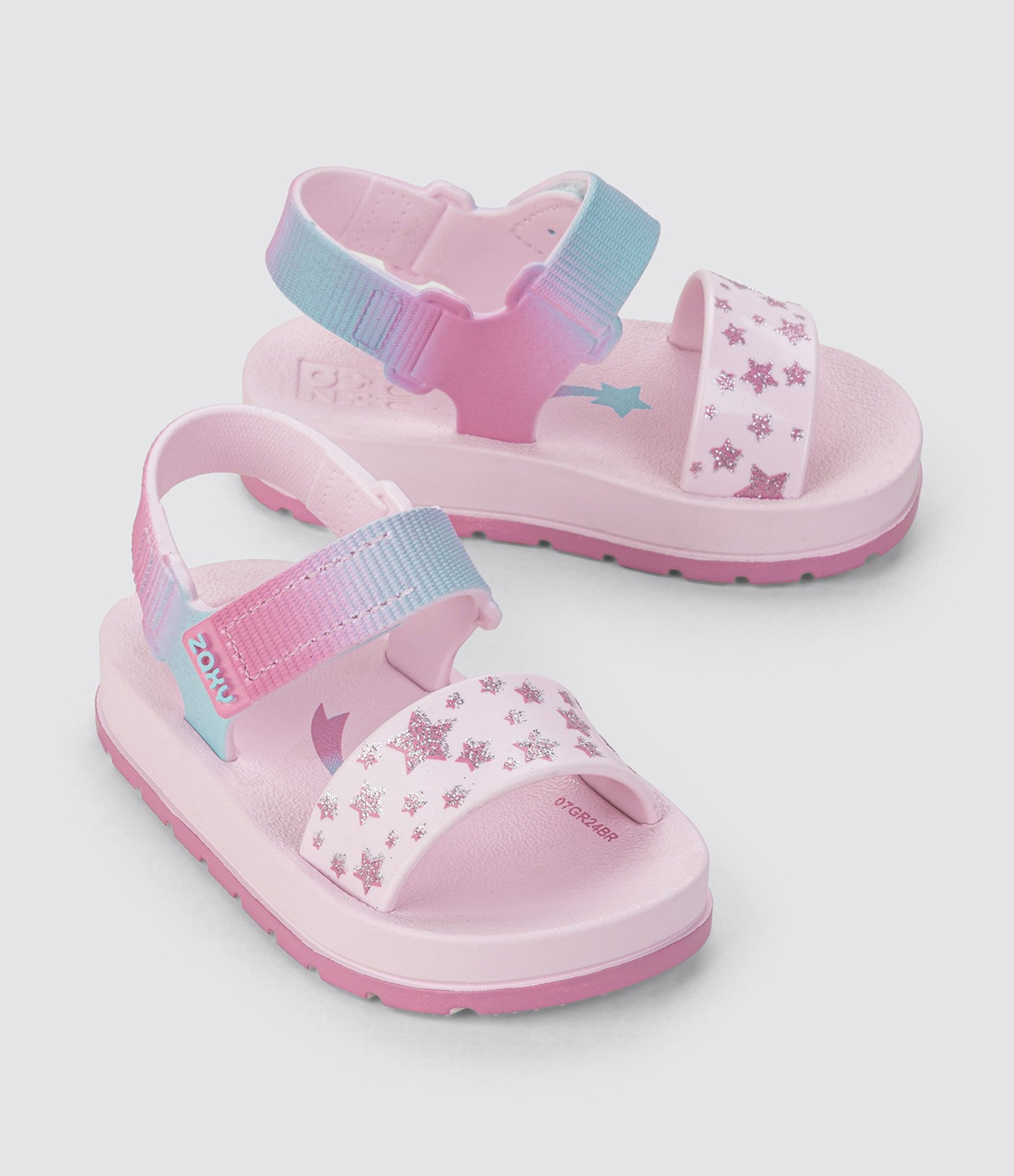 Sandália Infantil com Estampa Estrelinhas com Glitter Zaxy - Tam 19 a 27 Rosa 2