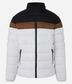 Jaqueta em Microfibra com Bloco de Cores