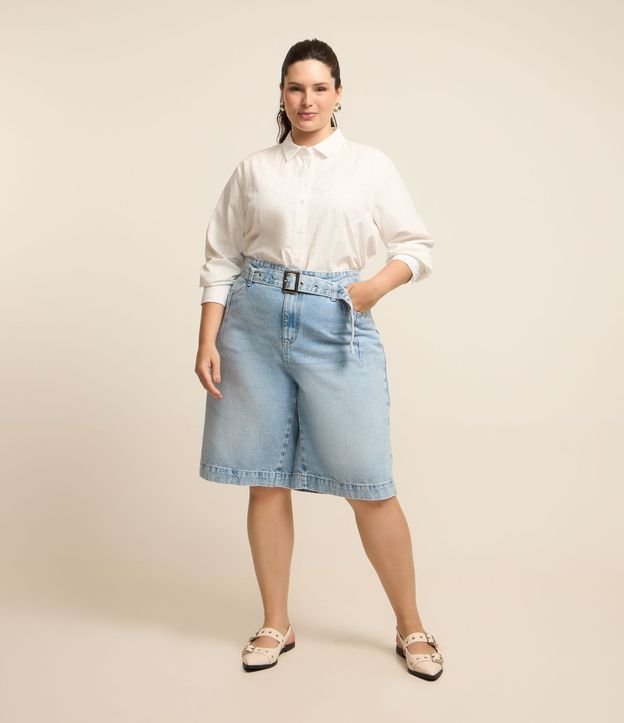 Bermuda Jorts em Jeans com Cinto Curve & Plus Size
