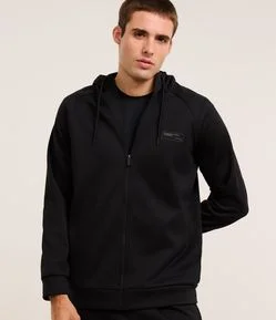 Casaco em Fleece com Estampa Localizada e Capuz