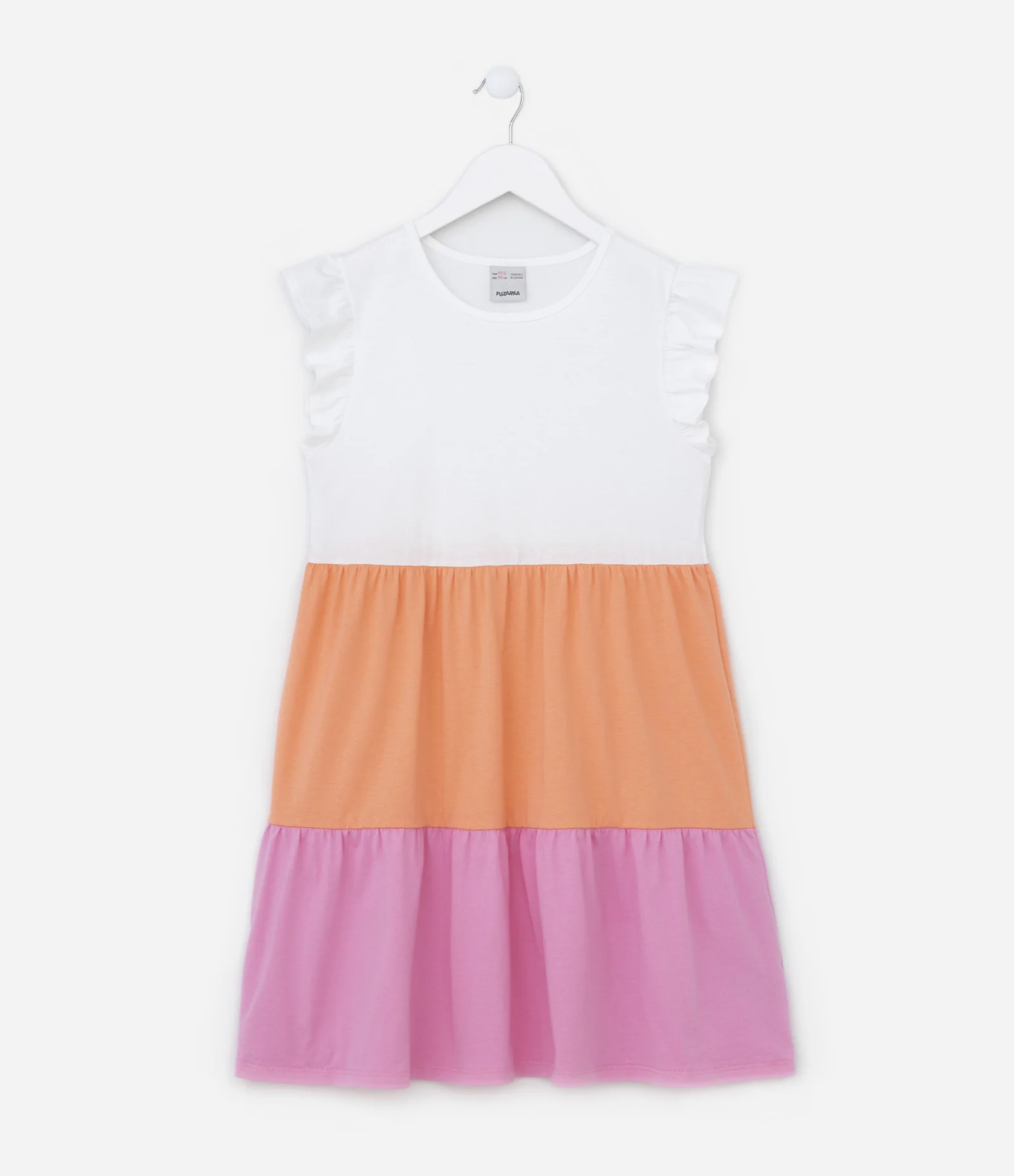 Vestido Marias Infantil com Babadinhos - Tam 5 a 14 Anos Branco/Laranja/Rosa 1