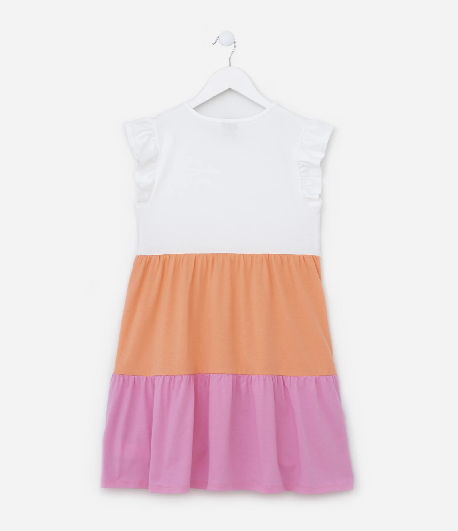 Vestido Marias Infantil com Babadinhos - Tam 5 a 14 Anos Branco/Laranja/Rosa 2