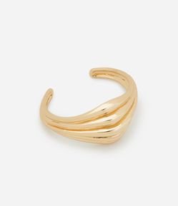 Bracelete Rígido em Metal Largo Plissado