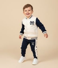 Calça Infantil com Recortes e Bordado do Mickey - Tam 1 a 6 Anos