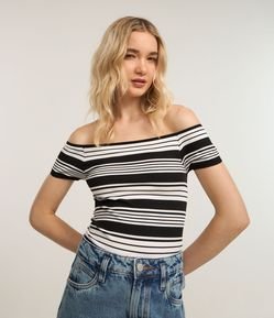 Blusa Ombro a Ombro em Seamless com Listras