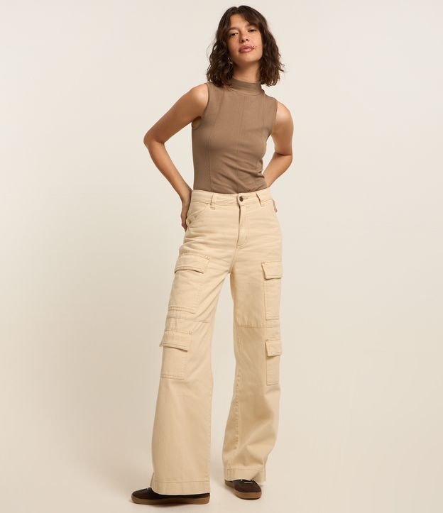 Body Seamless com Textura Espinha de Peixe e Gola Alta