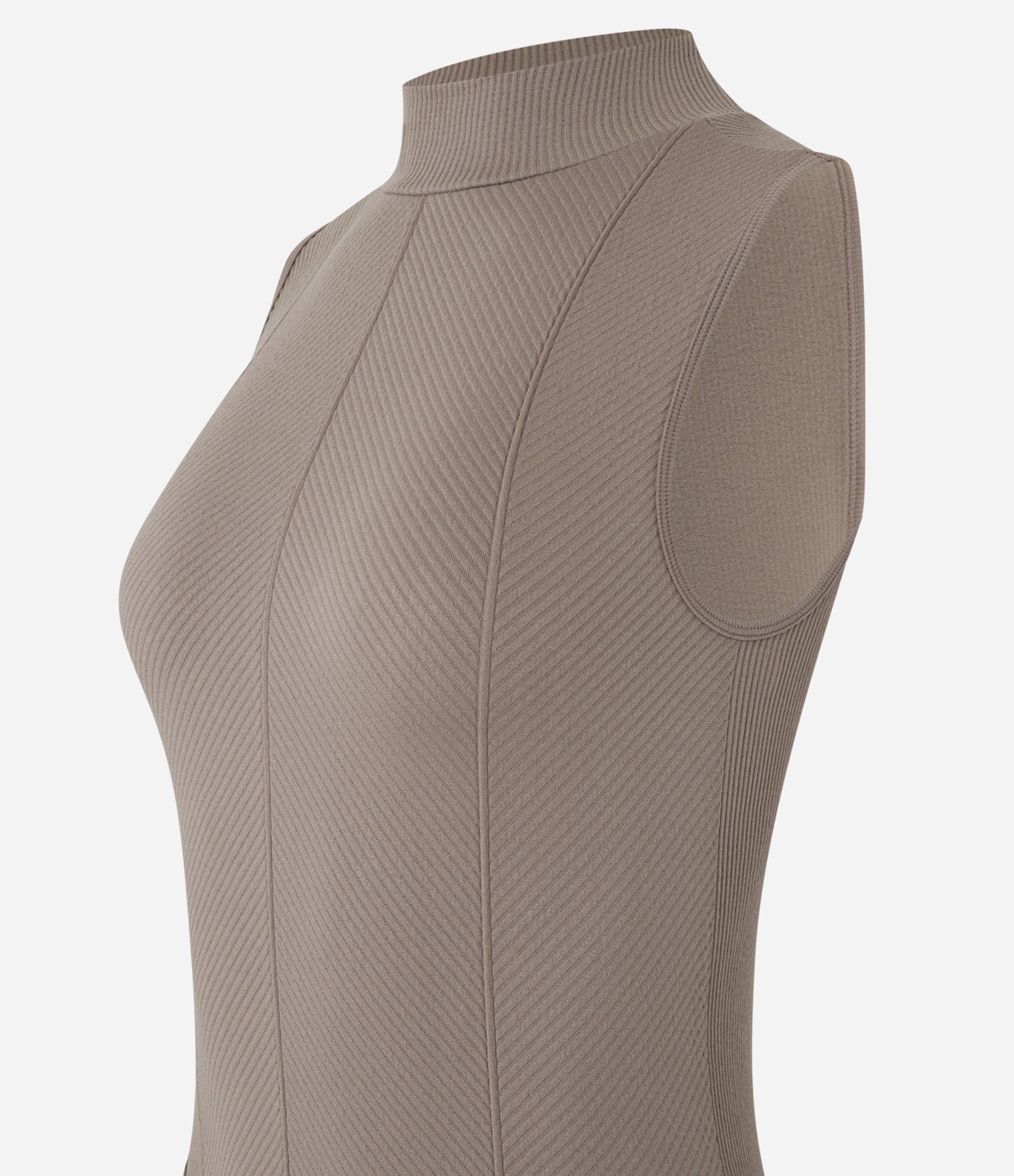 Body Seamless com Textura Espinha de Peixe e Gola Alta Marrom 5