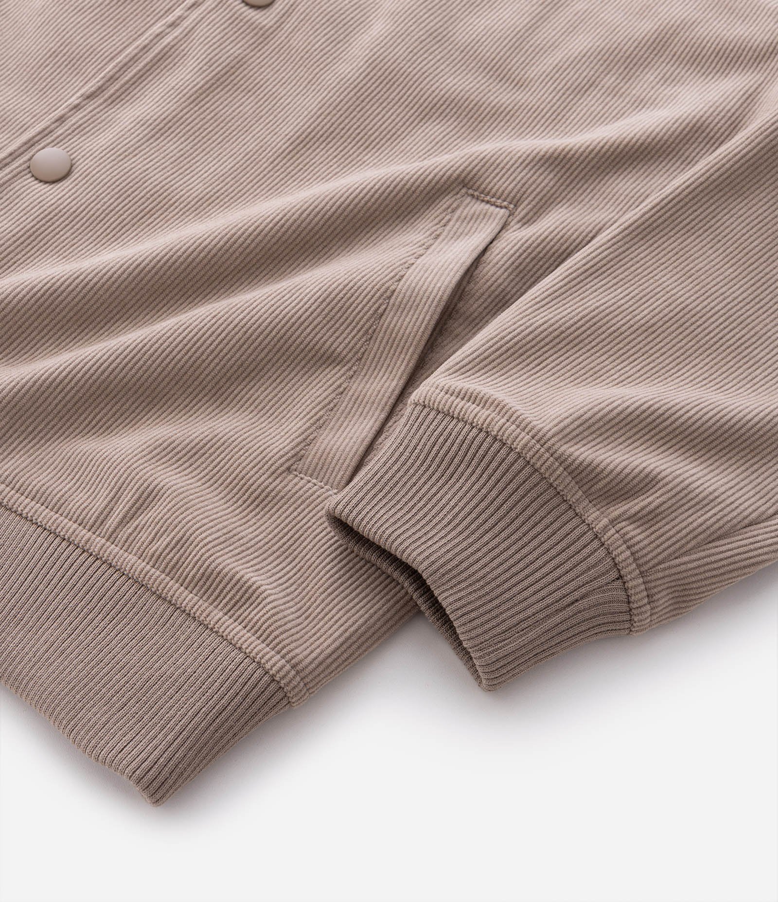 Jaqueta Bomber em Veludo Cotelê com Botões Forrados Bege 11