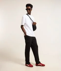 Calça Baggy em Moletom com Bolso Cargo