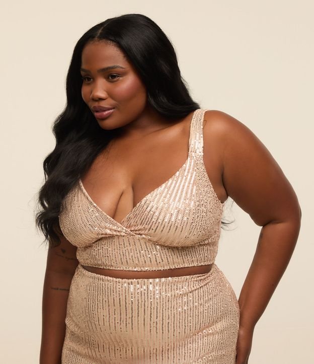 Top Cropped em Paetê com Alças Largas Curve & Plus Size