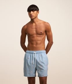 Bermuda em Microfibra com Estampa Praiana