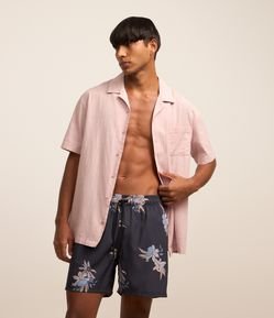 Bermuda em Microfibra com Textura e Estampa Floral