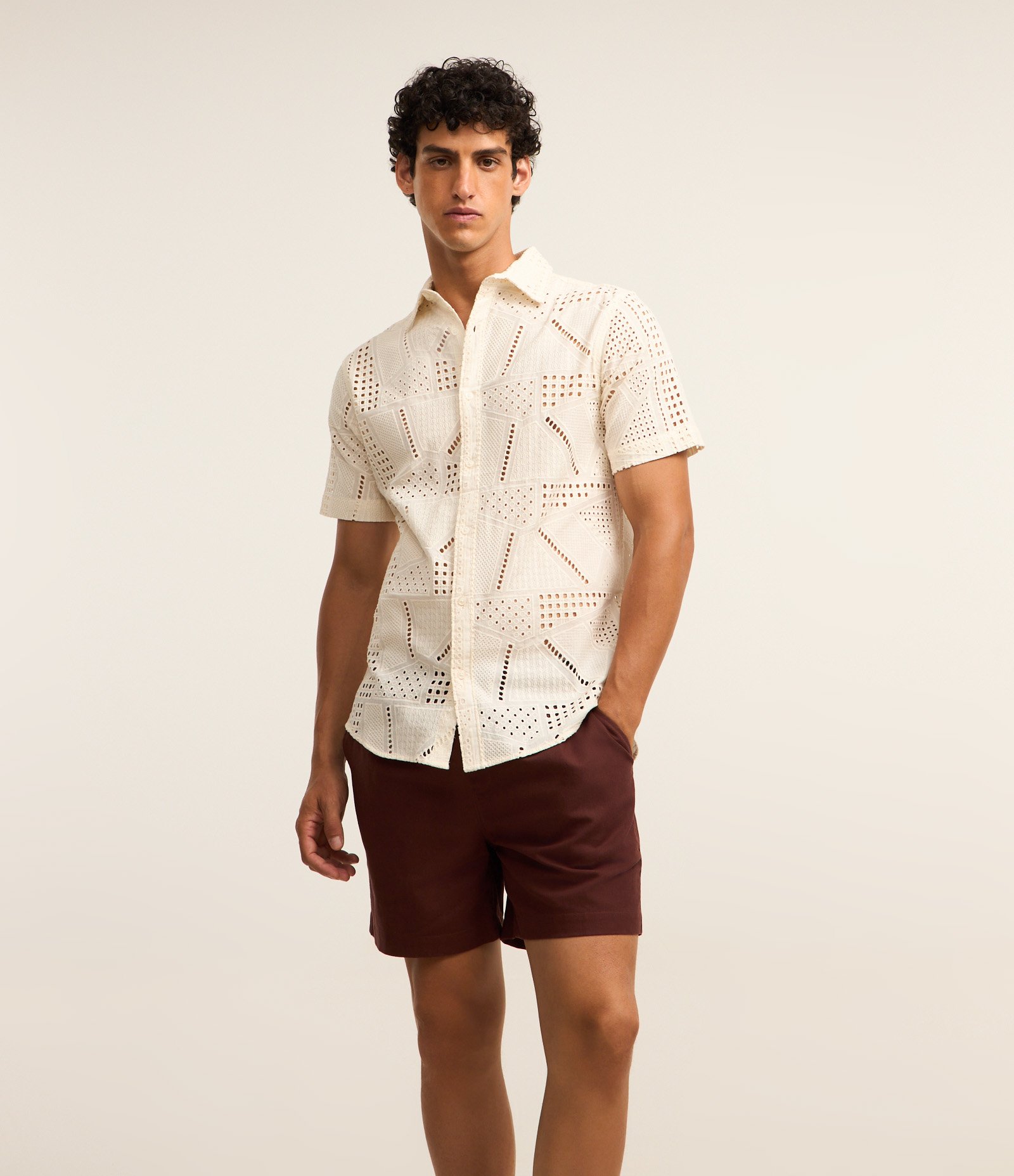 Bermuda em Algodão com Linho e Cós Elástico 3