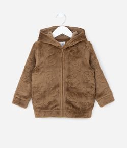 Casaco Infantil em Fleece com Textura de Ursinhos - Tam 1 a 6 Anos