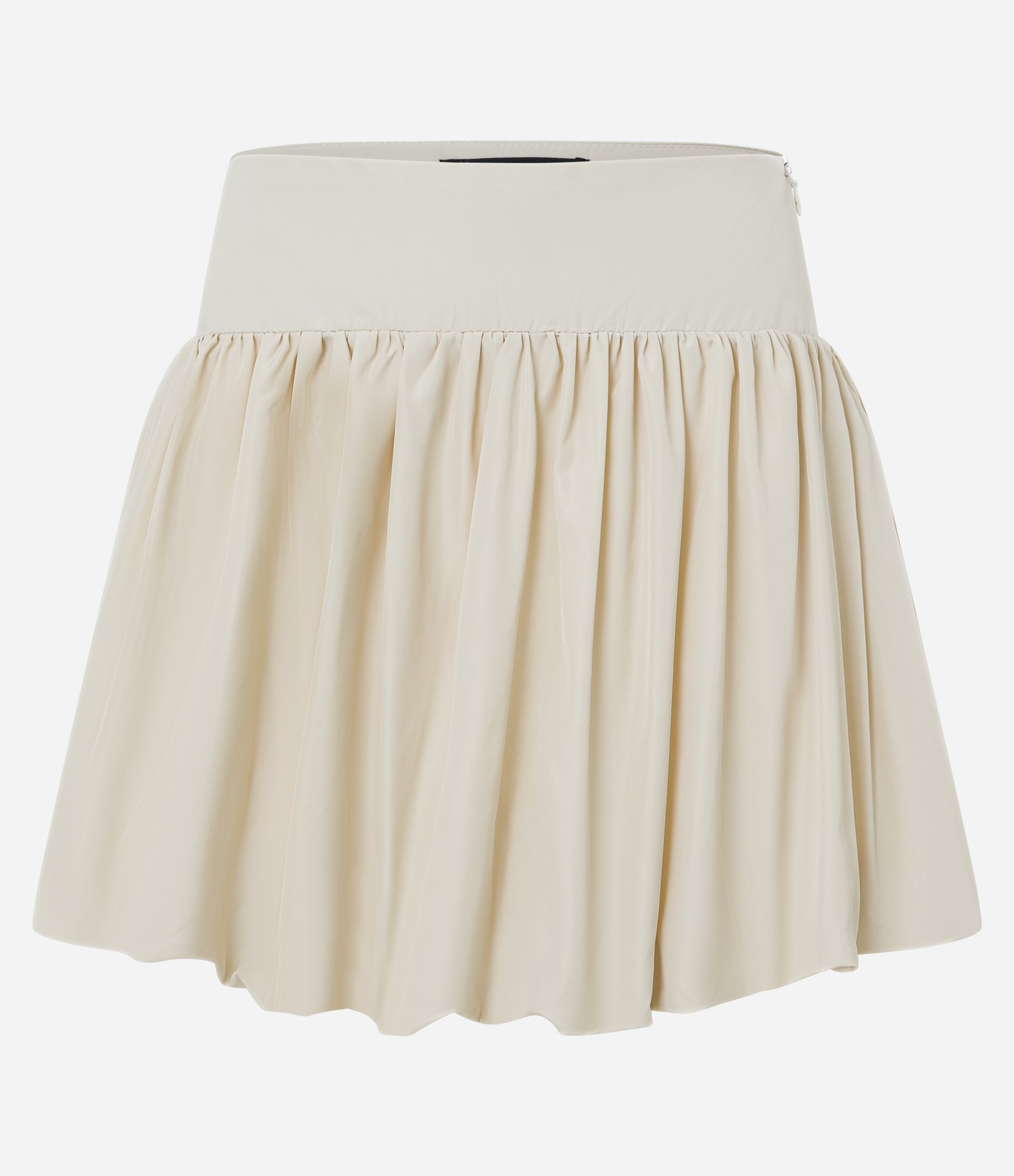 Saia Balonê Alfaiatada com Pregas e Fechamento Lateral em Zíper Off White 4
