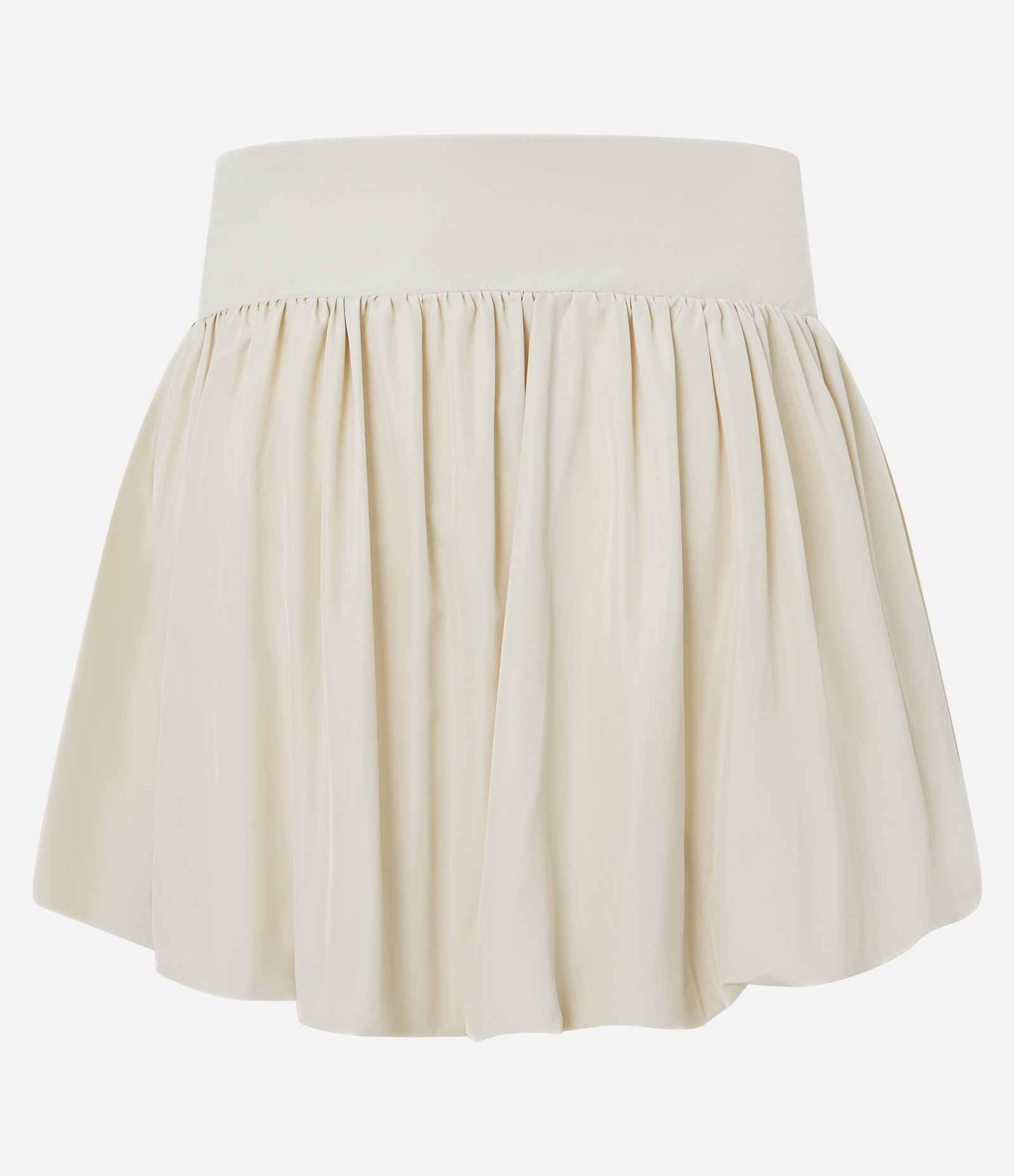 Saia Balonê Alfaiatada com Pregas e Fechamento Lateral em Zíper Off White 5
