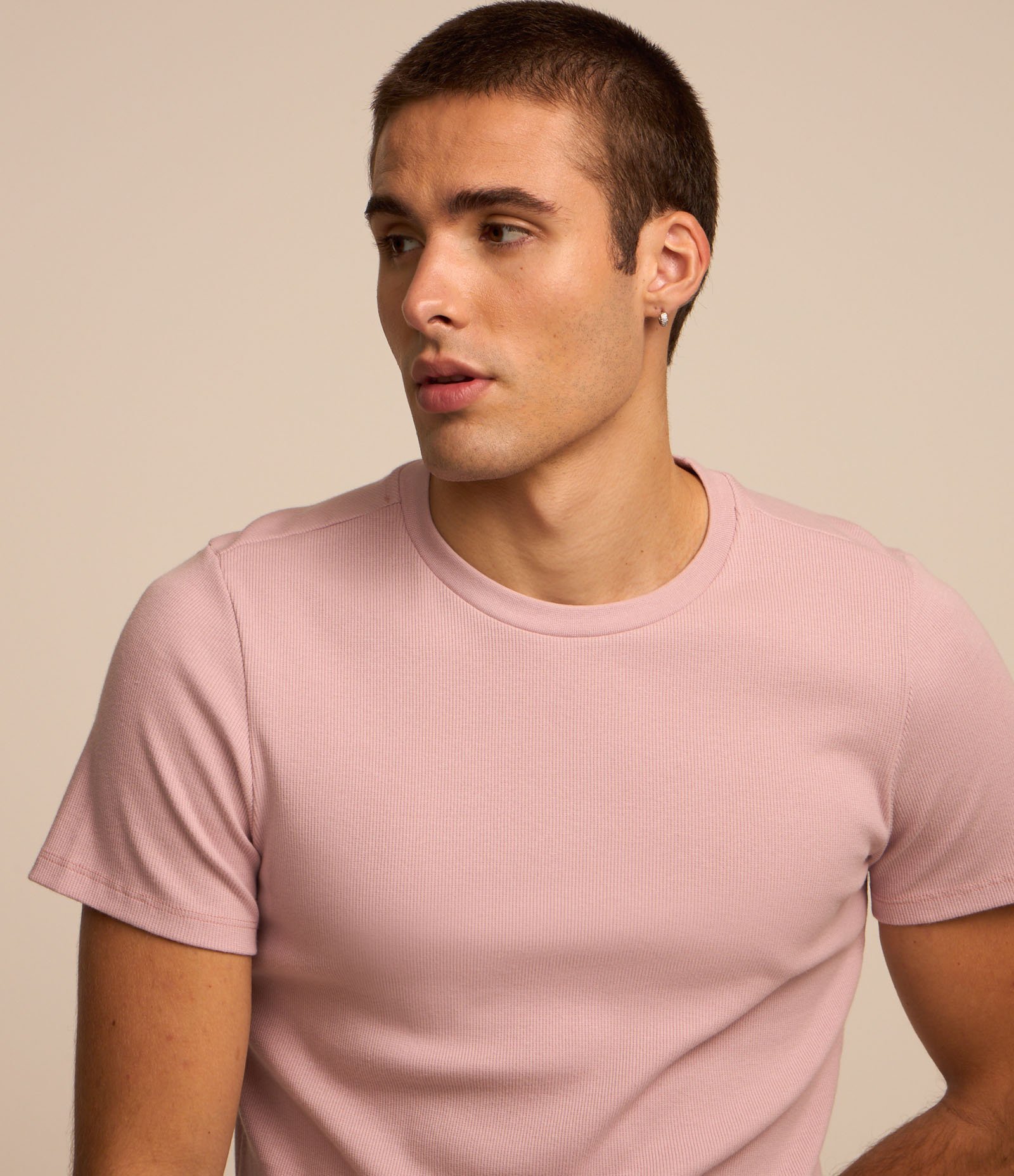 Camiseta Muscle em Ribana Texturizada Rosa Claro 3