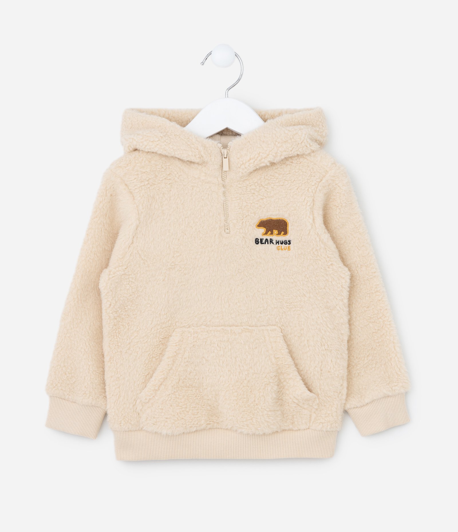 Casaco Infantil em Sherpa com Bordado Urso - Tam 1 a 5 Anos Bege 1