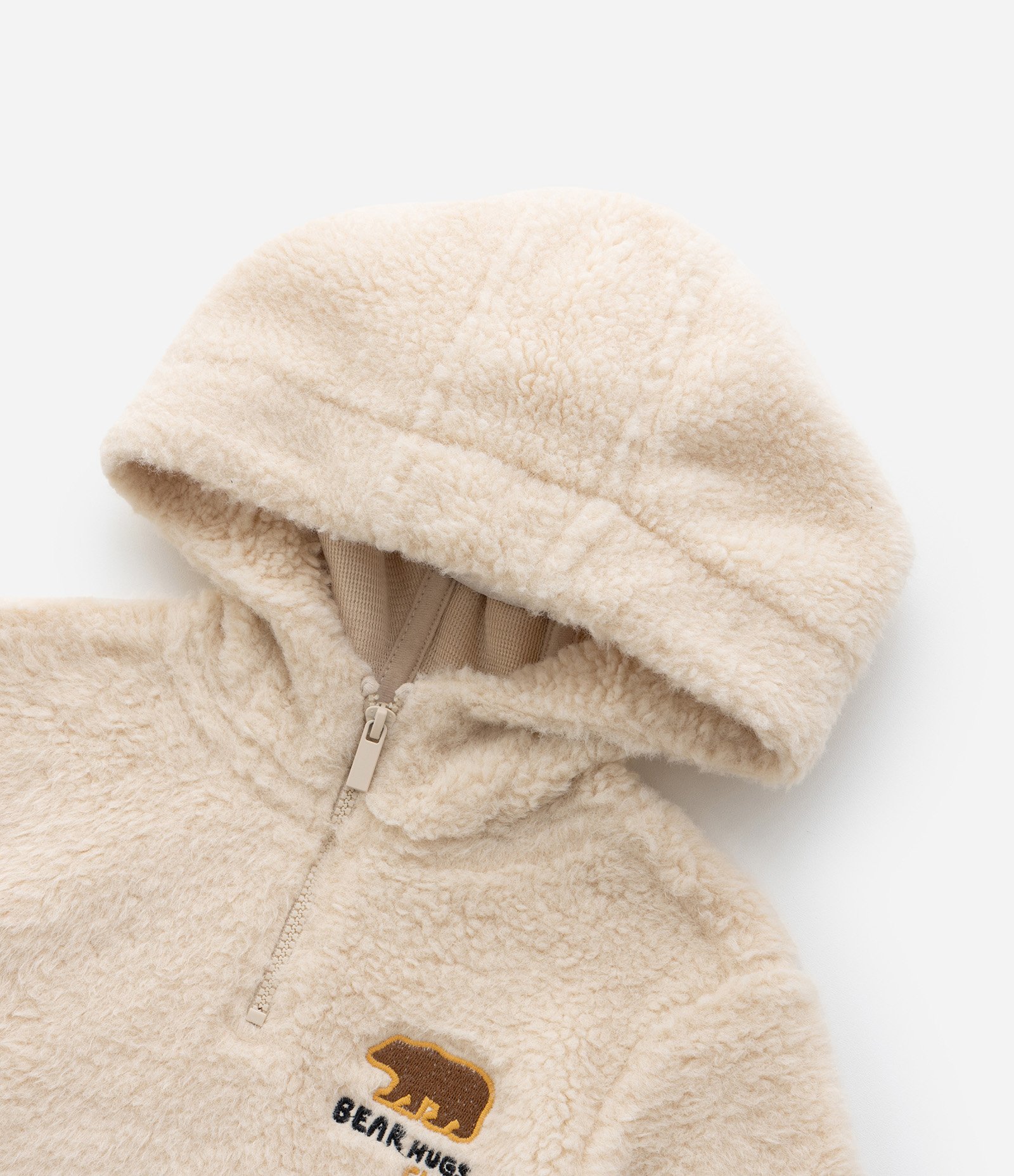 Casaco Infantil em Sherpa com Bordado Urso - Tam 1 a 5 Anos Bege 5