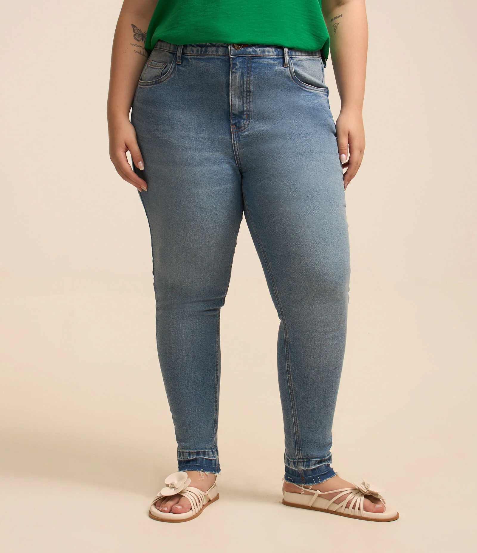 Calça Skinny Jeans Dirty Washed Curve & Plus Size Azul 2