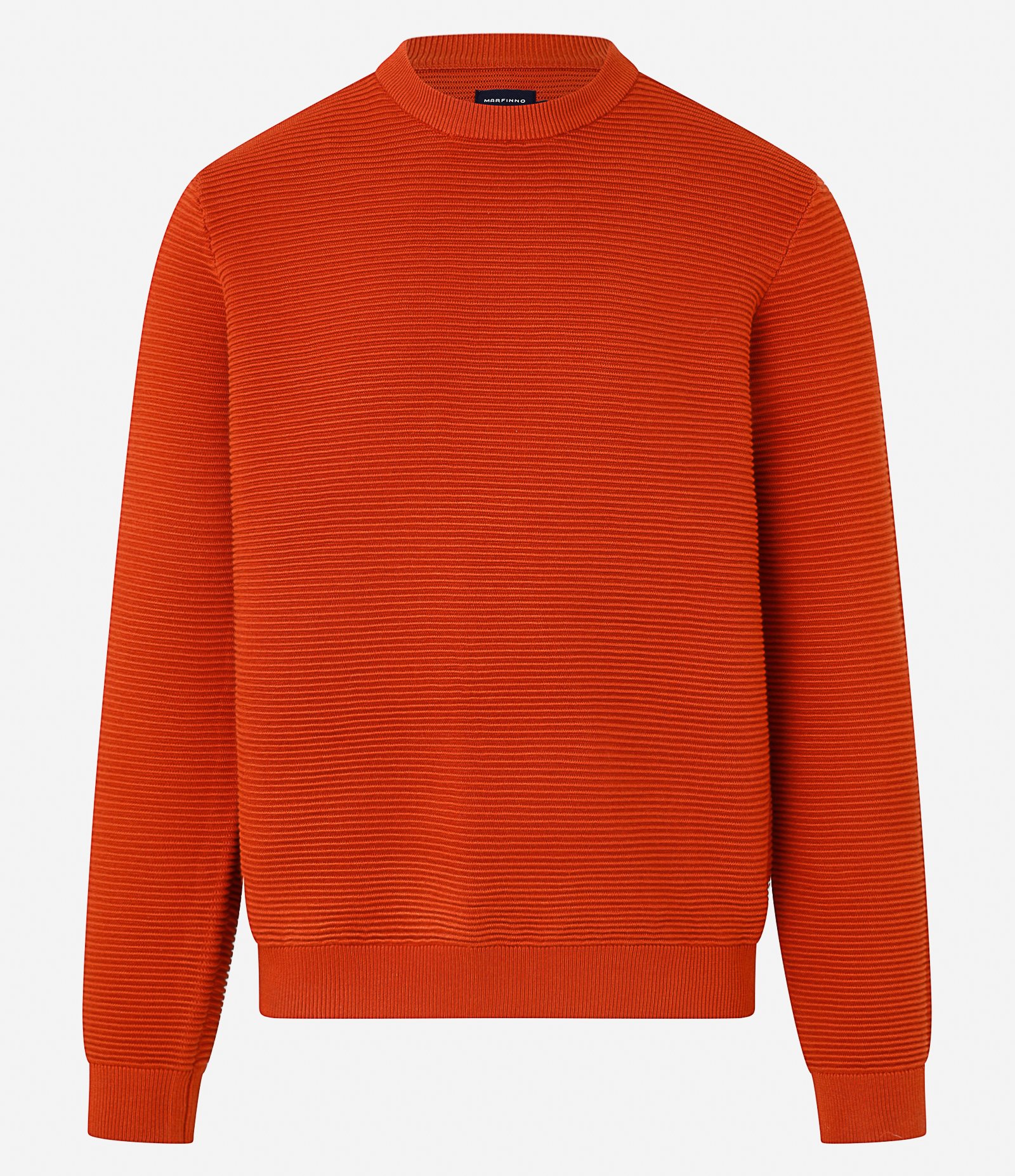 Suéter em Tricô Leve com Texturas Horizontais Terracota 7