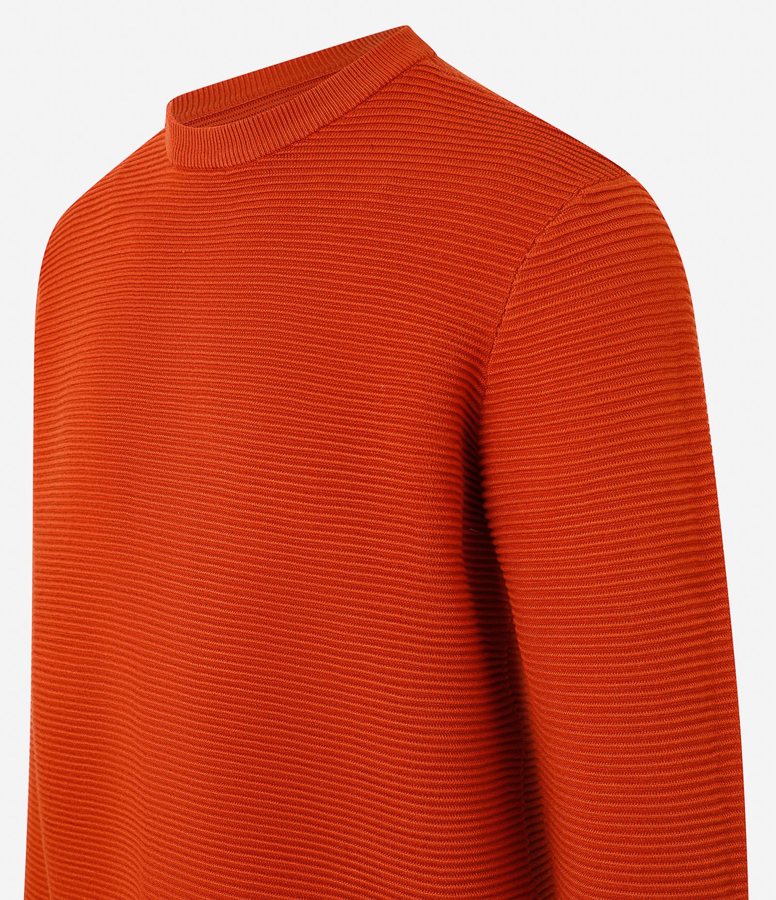 Suéter em Tricô Leve com Texturas Horizontais Terracota 8