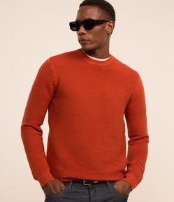 Suéter em Tricô Leve com Texturas Horizontais