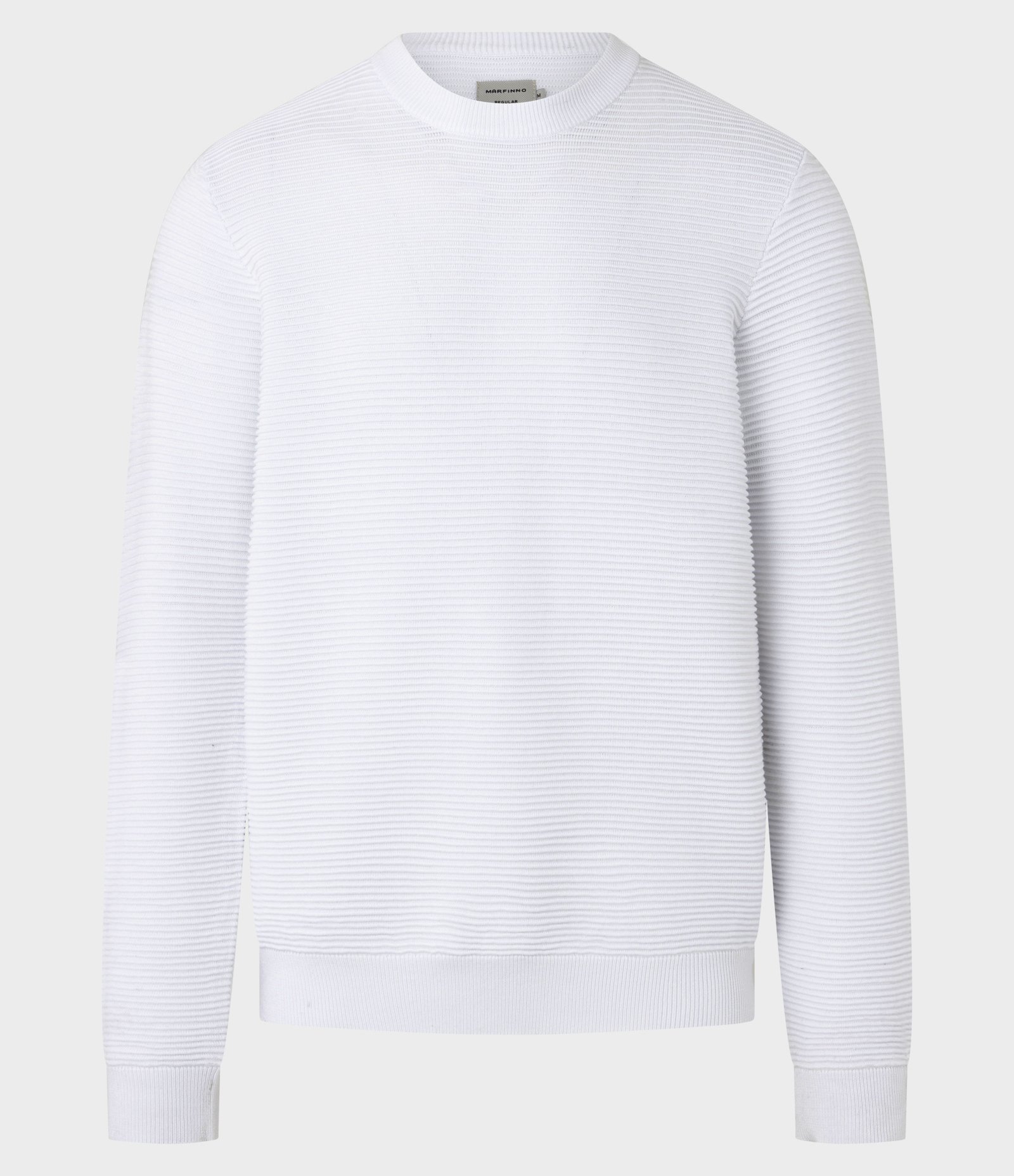 Suéter em Tricô Leve com Texturas Horizontais Branco 4