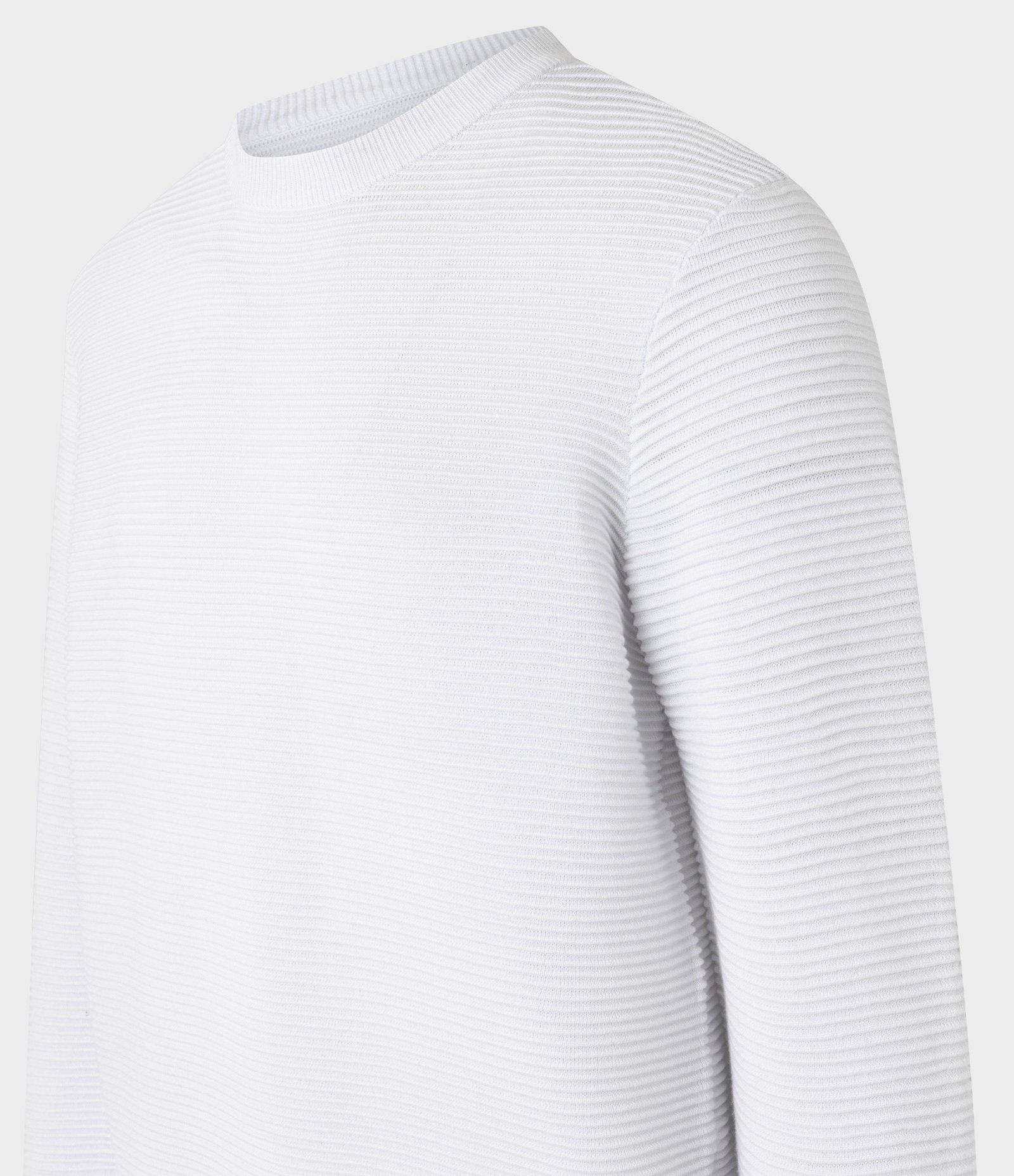 Suéter em Tricô Leve com Texturas Horizontais Branco 5