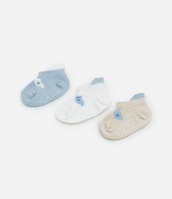 Kit 03 Meias Infantis com Carinha de Bichinho - Tam 0 a 12 meses