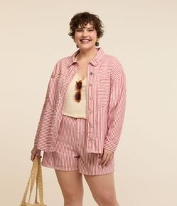 Jaqueta Leve Jeans com Estampa Listrada Curve & Plus Size