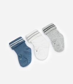 Kit 03 Meias Infantis com Carinha de Bichinho - Tam RN a 12 meses