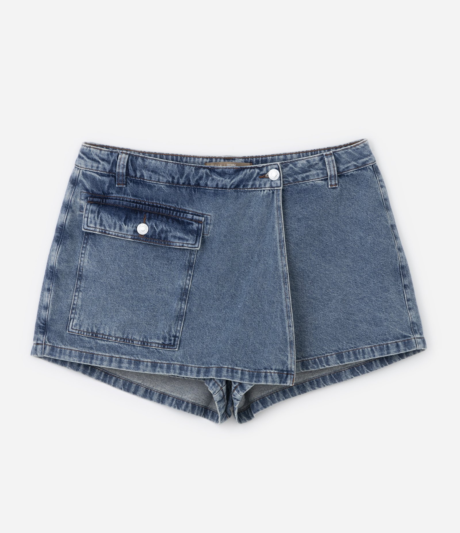 Short Saia Jeans com Bolso na Lateral Curve & Plus Size Azul 6