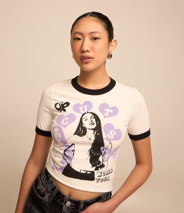 Camiseta Curta com Estampa Olivia Rodrigo