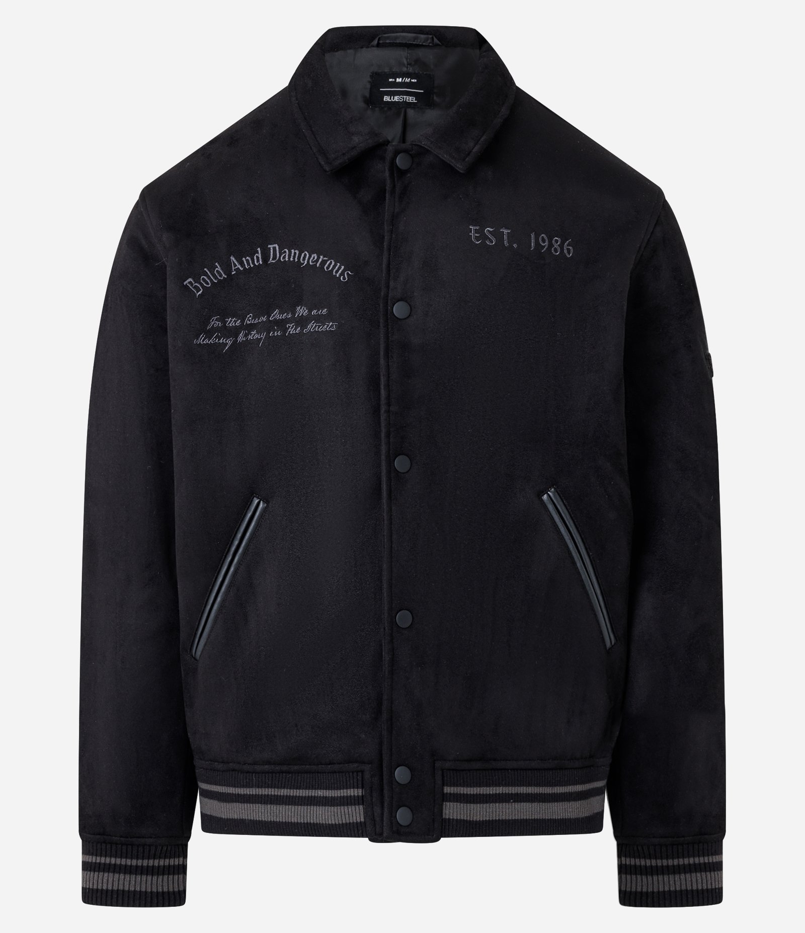 Jaqueta College com Estampa Bordada Lettering Cinza 6