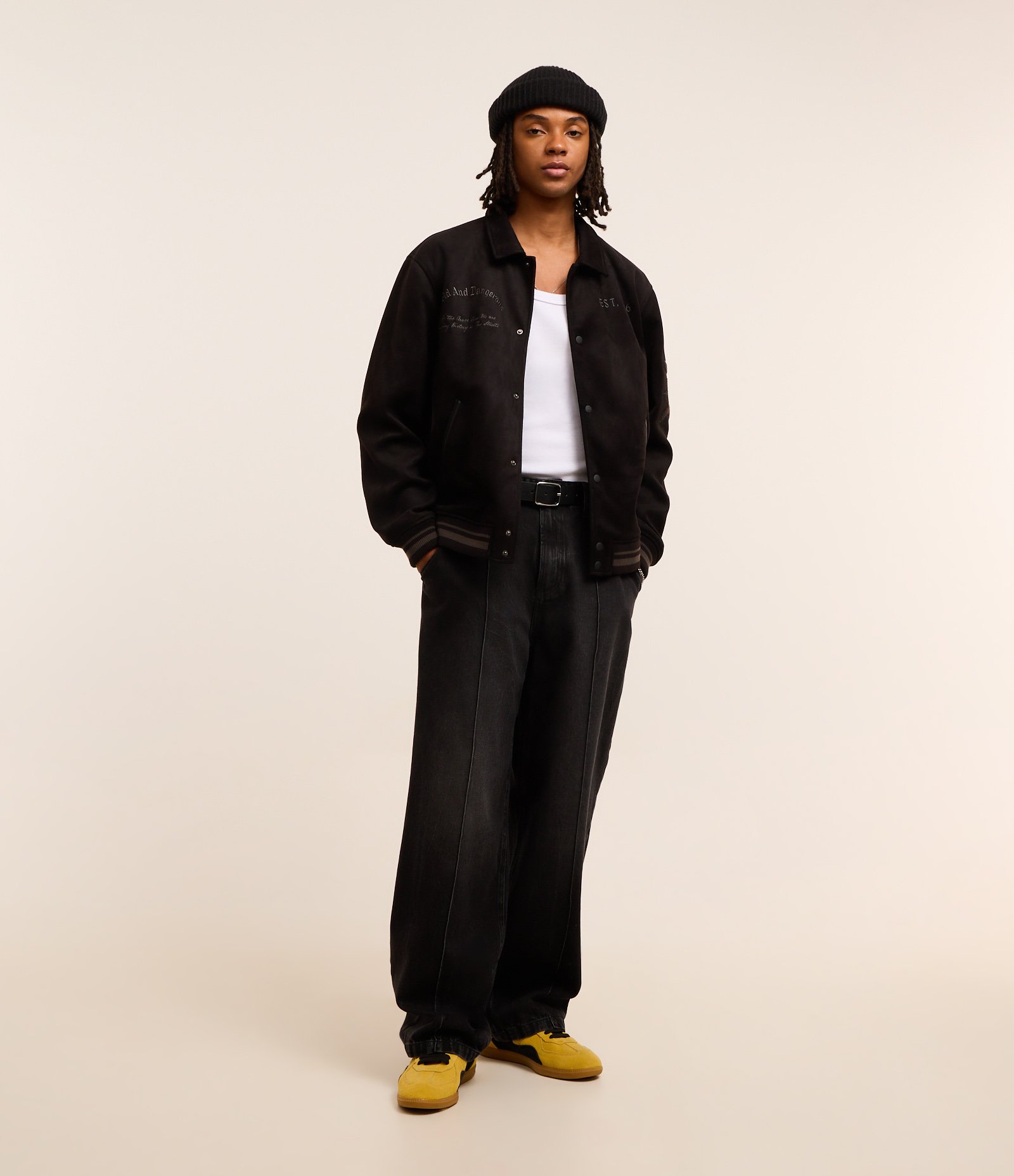 Jaqueta College com Estampa Bordada Lettering Cinza 2