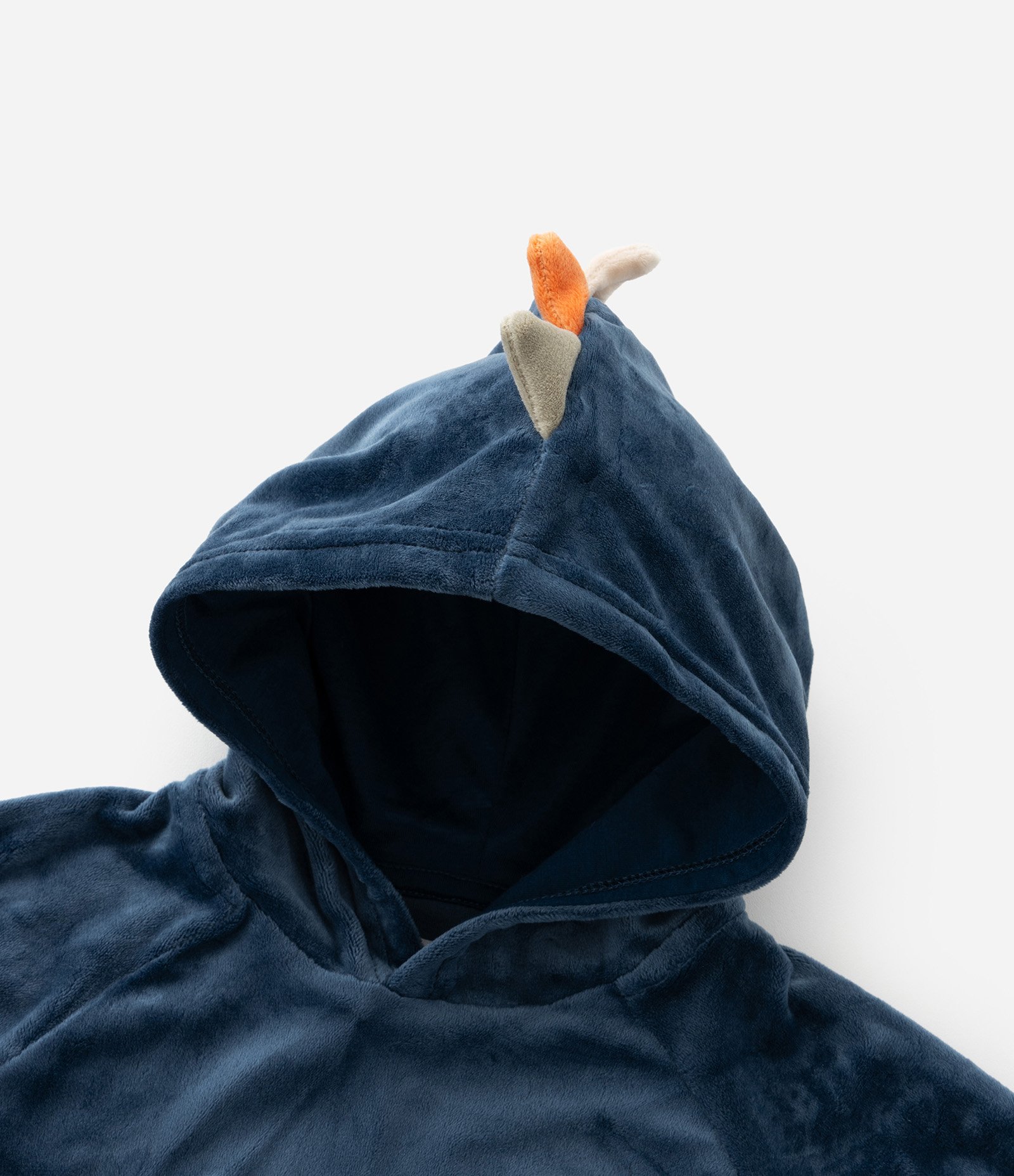 Conjunto Infantil em Plush com Capuz e Crista de Dino - Tam 1 a 4 Anos Azul 9