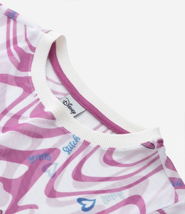 Blusa Infantil com Sobreposição e Estampa Stitch- Tam 5 a 14 Anos