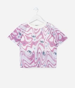 Blusa Infantil com Sobreposição e Estampa Stitch- Tam 5 a 14 Anos