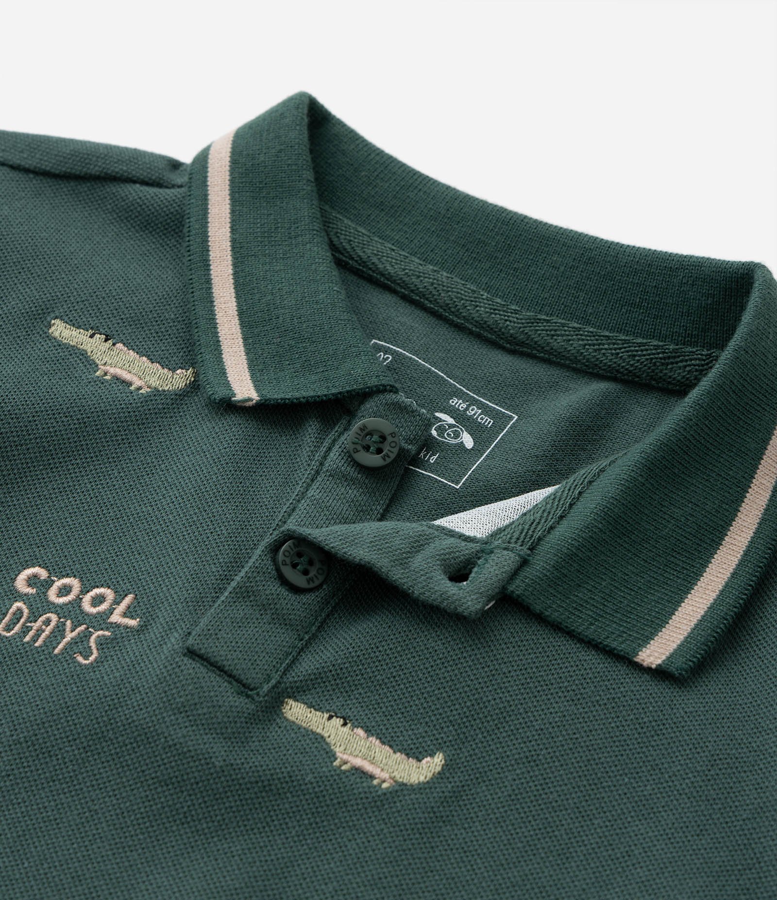 Conjunto Infantil com Polo Bordada e Bermuda em Sarja - 1 a 5/6 Anos Verde/Bege 8